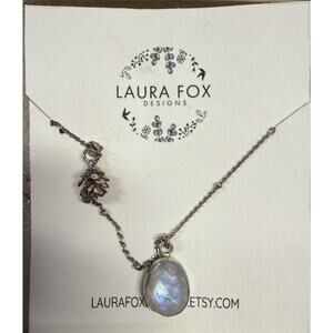 Beautiful Rainbow Moonstone Necklace Pendant with oxidized sterling cable chain